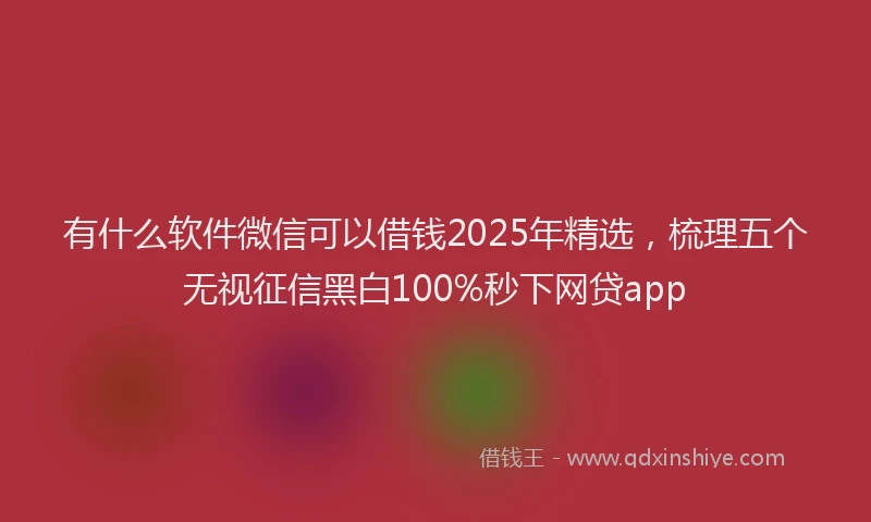有什么软件微信可以借钱2025年精选，梳理五个无视征信黑白100%秒下网贷app