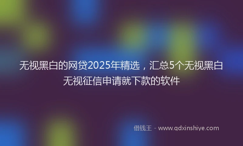 无视黑白的网贷2025年精选，汇总5个无视黑白无视征信申请就下款的软件