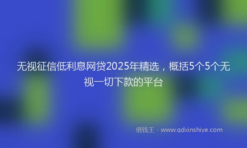 无视征信低利息网贷2025年精选，概括5个5个无视一切下款的平台