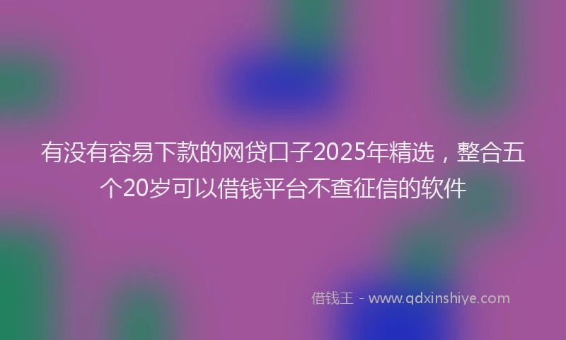 有没有容易下款的网贷口子2025年精选，整合五个20岁可以借钱平台不查征信的软件