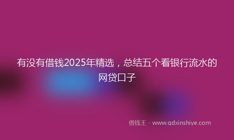 有没有借钱2025年精选，总结五个看银行流水的网贷口子