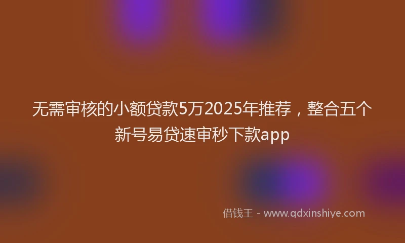 无需审核的小额贷款5万2025年推荐，整合五个新号易贷速审秒下款app