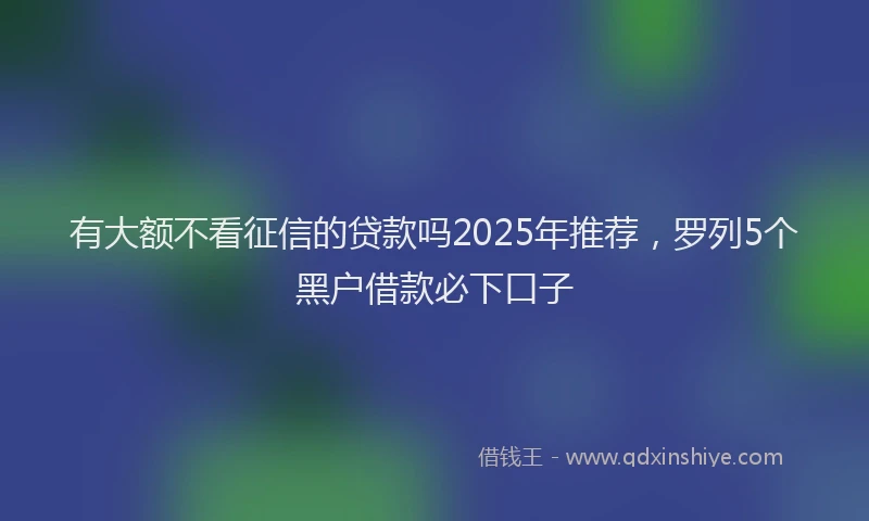 有大额不看征信的贷款吗2025年推荐，罗列5个黑户借款必下口子
