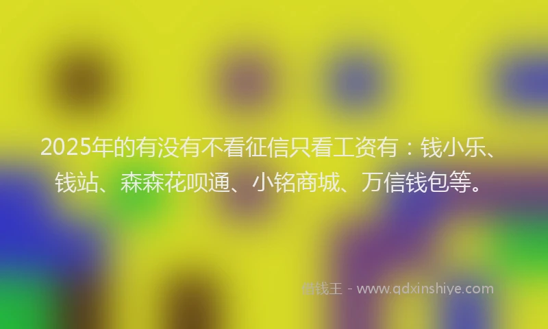2025年的有没有不看征信只看工资有：钱小乐、钱站、森森花呗通、小铭商城、万信钱包等。