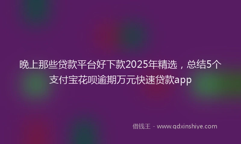 晚上那些贷款平台好下款2025年精选，总结5个支付宝花呗逾期万元快速贷款app