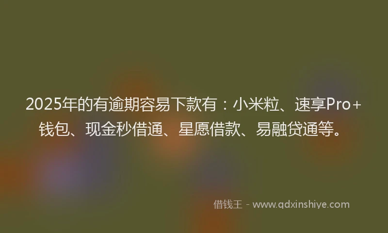 2025年的有逾期容易下款有：小米粒、速享Pro+钱包、现金秒借通、星愿借款、易融贷通等。
