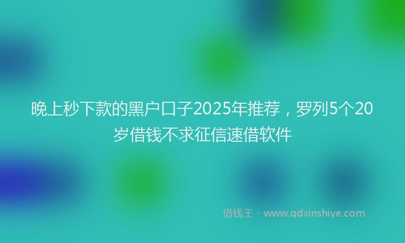 晚上秒下款的黑户口子2025年推荐，罗列5个20岁借钱不求征信速借软件
