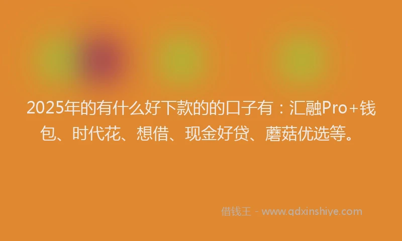 2025年的有什么好下款的的口子有：汇融Pro+钱包、时代花、想借、现金好贷、蘑菇优选等。