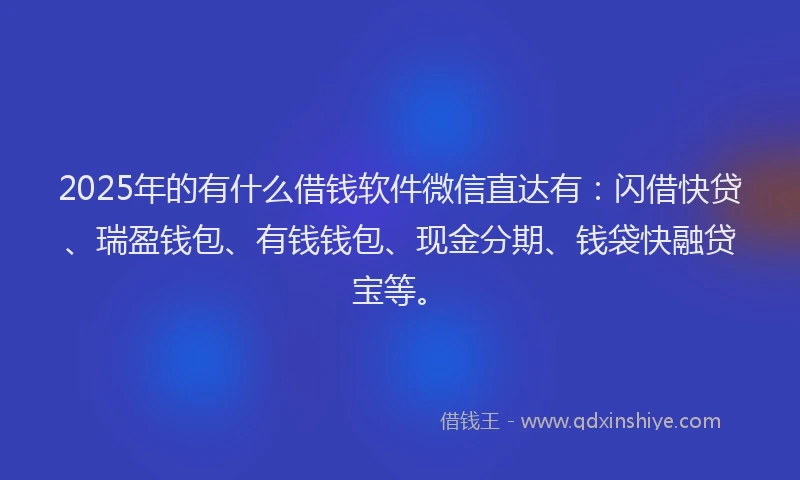 2025年的有什么借钱软件微信直达有：闪借快贷、瑞盈钱包、有钱钱包、现金分期、钱袋快融贷宝等。
