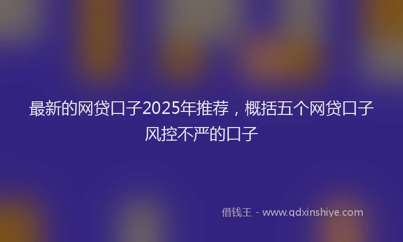 最新的网贷口子2025年推荐，概括五个网贷口子风控不严的口子