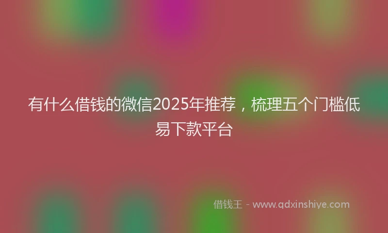 有什么借钱的微信2025年推荐，梳理五个门槛低易下款平台