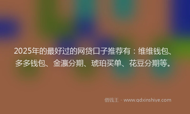 2025年的最好过的网贷口子推荐有：维维钱包、多多钱包、金瀛分期、琥珀买单、花豆分期等。