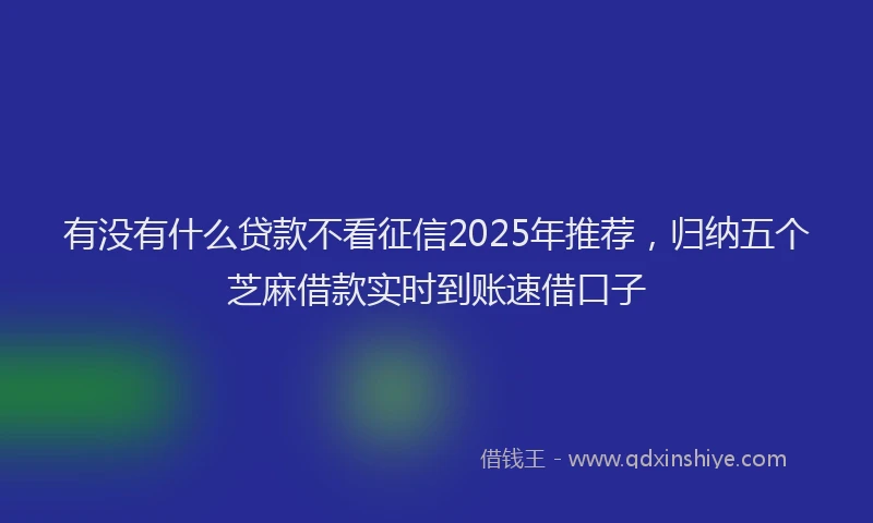 有没有什么贷款不看征信2025年推荐，归纳五个芝麻借款实时到账速借口子