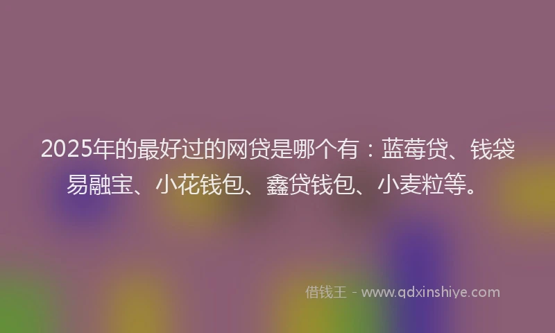 2025年的最好过的网贷是哪个有：蓝莓贷、钱袋易融宝、小花钱包、鑫贷钱包、小麦粒等。