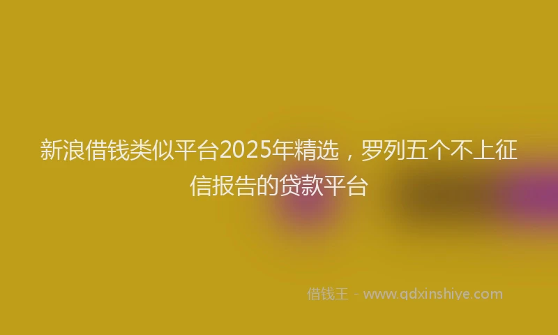 新浪借钱类似平台2025年精选，罗列五个不上征信报告的贷款平台