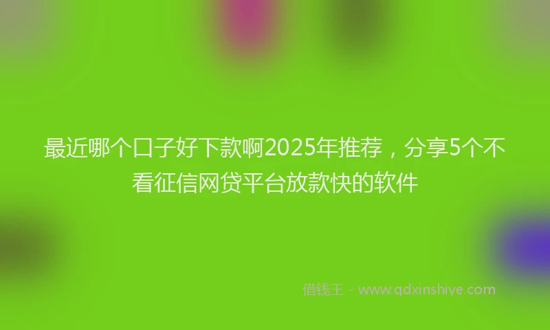 最近哪个口子好下款啊2025年推荐，分享5个不看征信网贷平台放款快的软件