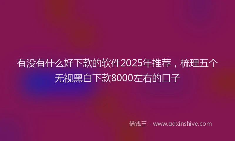 有没有什么好下款的软件2025年推荐，梳理五个无视黑白下款8000左右的口子