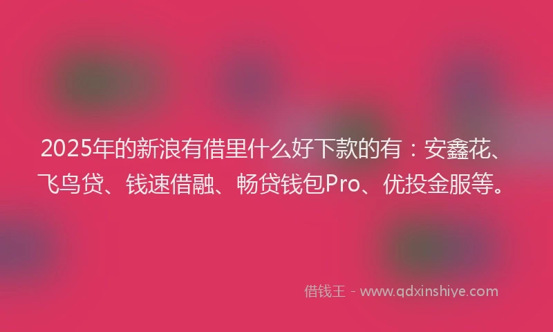 2025年的新浪有借里什么好下款的有：安鑫花、飞鸟贷、钱速借融、畅贷钱包Pro、优投金服等。