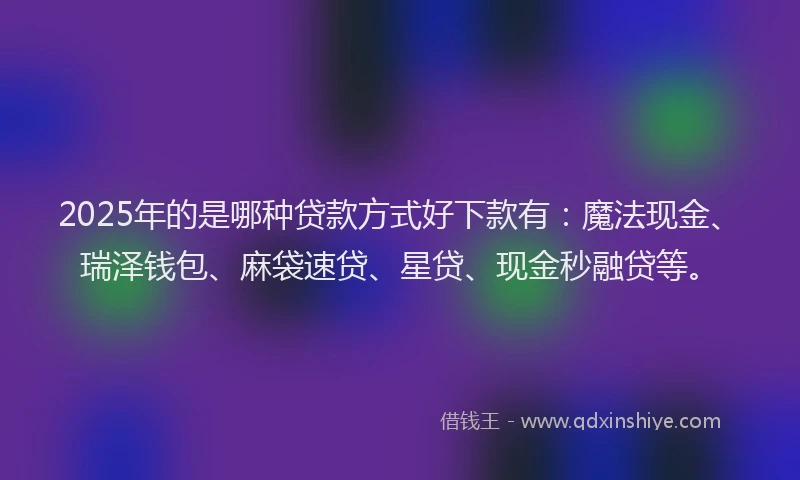2025年的是哪种贷款方式好下款有：魔法现金、瑞泽钱包、麻袋速贷、星贷、现金秒融贷等。
