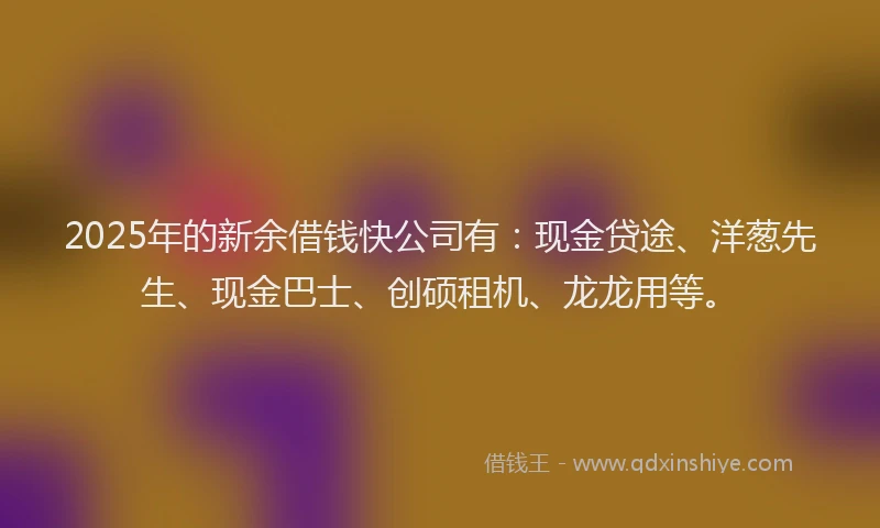 2025年的新余借钱快公司有：现金贷途、洋葱先生、现金巴士、创硕租机、龙龙用等。