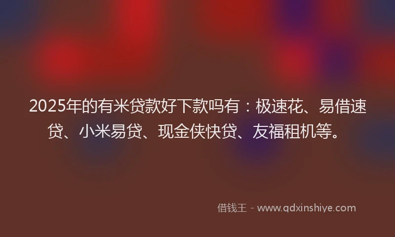 2025年的有米贷款好下款吗有：极速花、易借速贷、小米易贷、现金侠快贷、友福租机等。