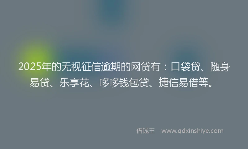2025年的无视征信逾期的网贷有：口袋贷、随身易贷、乐享花、哆哆钱包贷、捷信易借等。