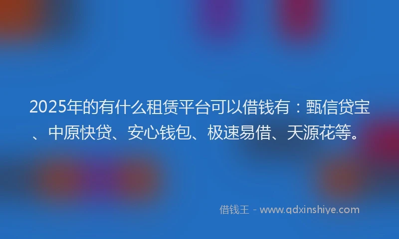 2025年的有什么租赁平台可以借钱有：甄信贷宝、中原快贷、安心钱包、极速易借、天源花等。