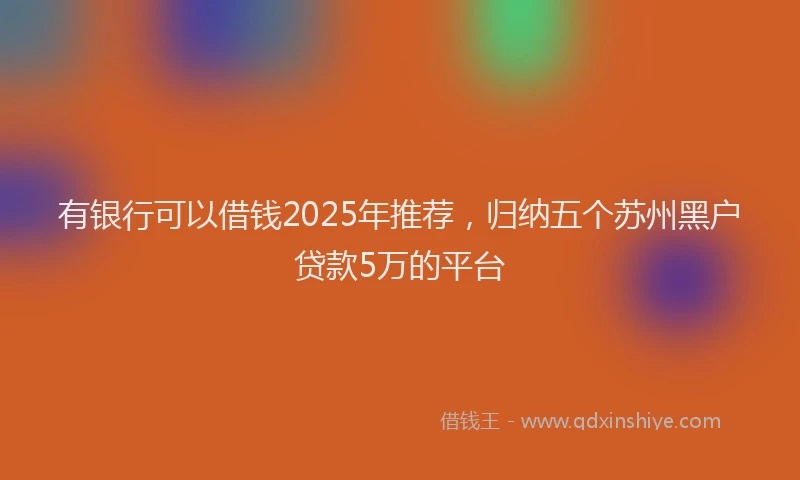 有银行可以借钱2025年推荐，归纳五个苏州黑户贷款5万的平台