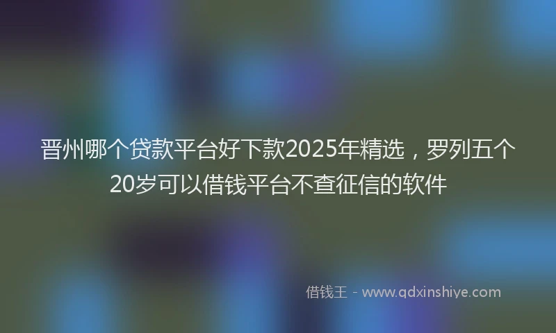 晋州哪个贷款平台好下款2025年精选，罗列五个20岁可以借钱平台不查征信的软件