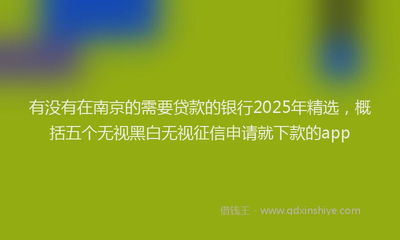 有没有在南京的需要贷款的银行2025年精选，概括五个无视黑白无视征信申请就下款的app