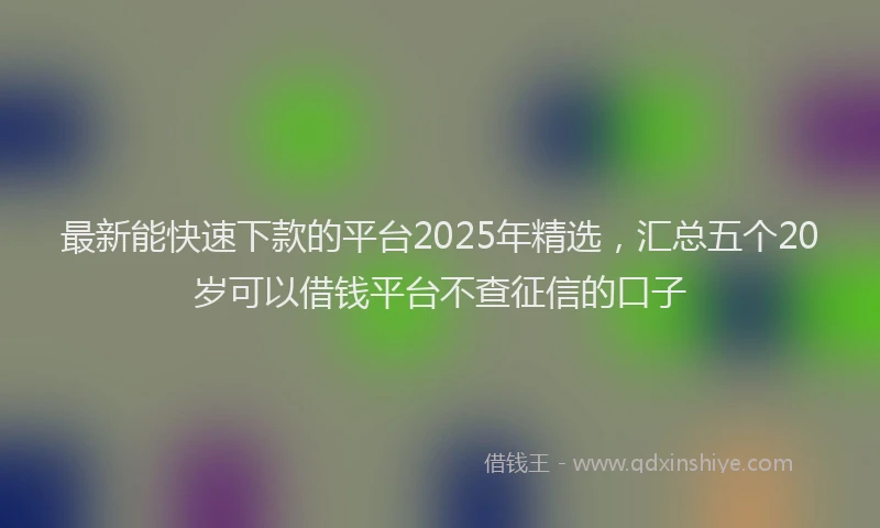 最新能快速下款的平台2025年精选，汇总五个20岁可以借钱平台不查征信的口子
