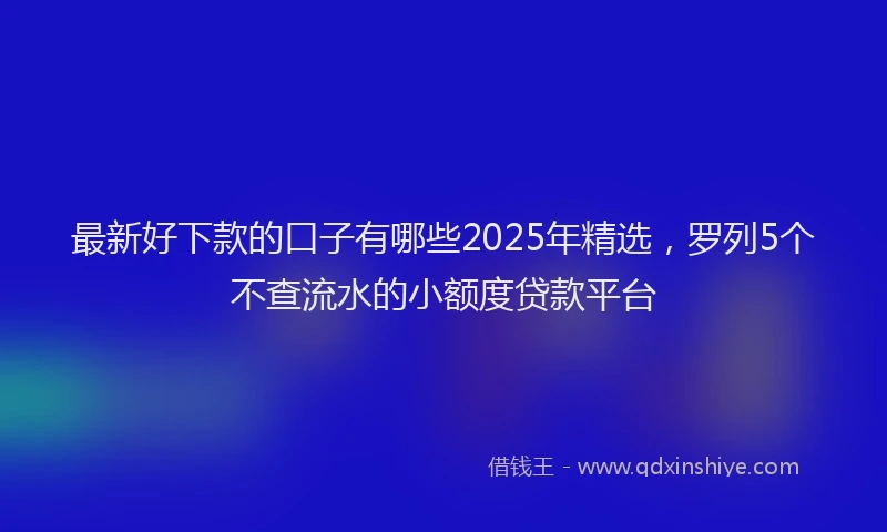 最新好下款的口子有哪些2025年精选，罗列5个不查流水的小额度贷款平台