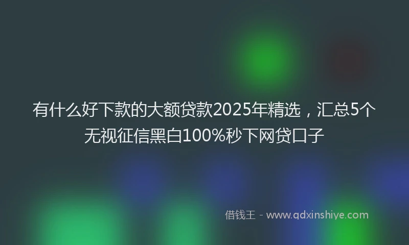 有什么好下款的大额贷款2025年精选，汇总5个无视征信黑白100%秒下网贷口子