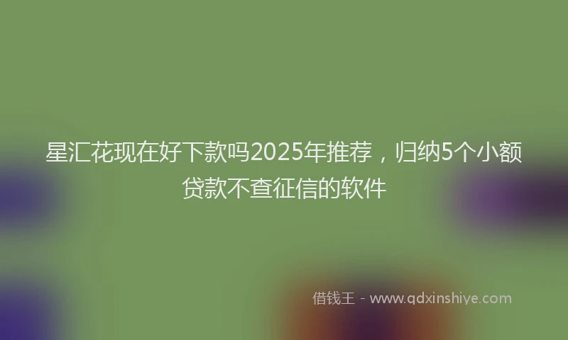 星汇花现在好下款吗2025年推荐，归纳5个小额贷款不查征信的软件