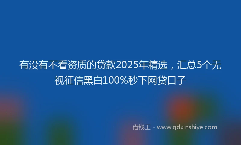 有没有不看资质的贷款2025年精选，汇总5个无视征信黑白100%秒下网贷口子