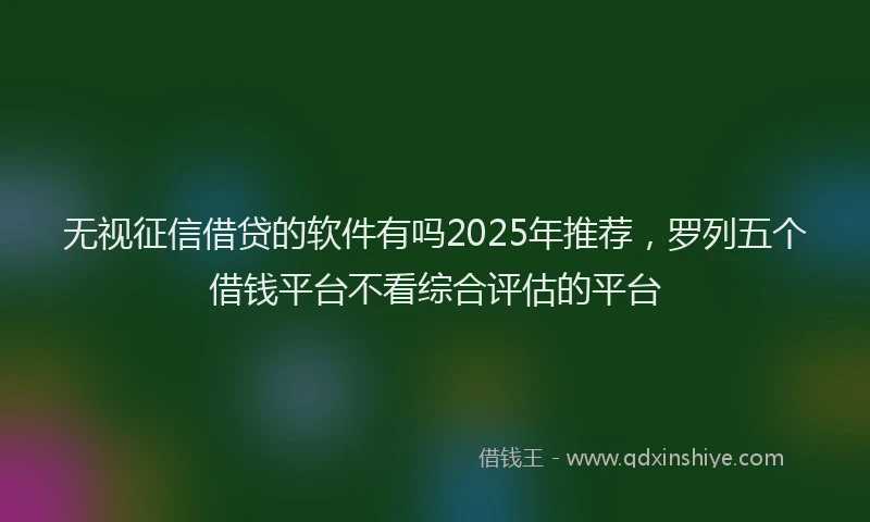 无视征信借贷的软件有吗2025年推荐，罗列五个借钱平台不看综合评估的平台
