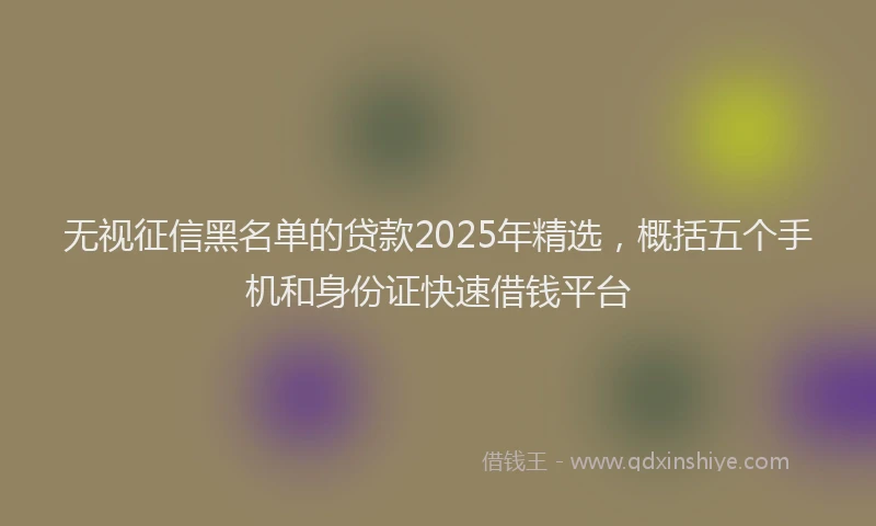 无视征信黑名单的贷款2025年精选，概括五个手机和身份证快速借钱平台
