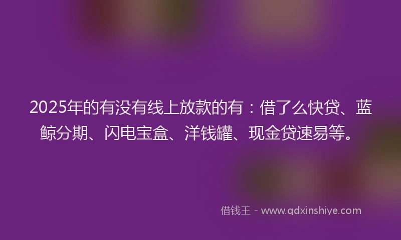 2025年的有没有线上放款的有：借了么快贷、蓝鲸分期、闪电宝盒、洋钱罐、现金贷速易等。