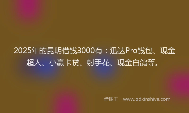 2025年的昆明借钱3000有：迅达Pro钱包、现金超人、小赢卡贷、射手花、现金白鸽等。