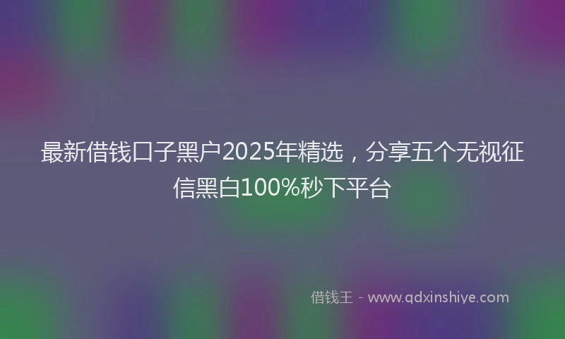 最新借钱口子黑户2025年精选，分享五个无视征信黑白100%秒下平台