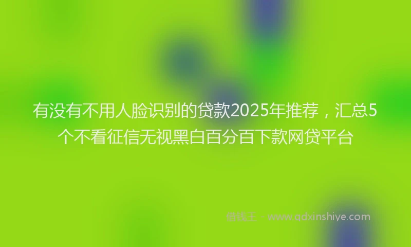 有没有不用人脸识别的贷款2025年推荐，汇总5个不看征信无视黑白百分百下款网贷平台
