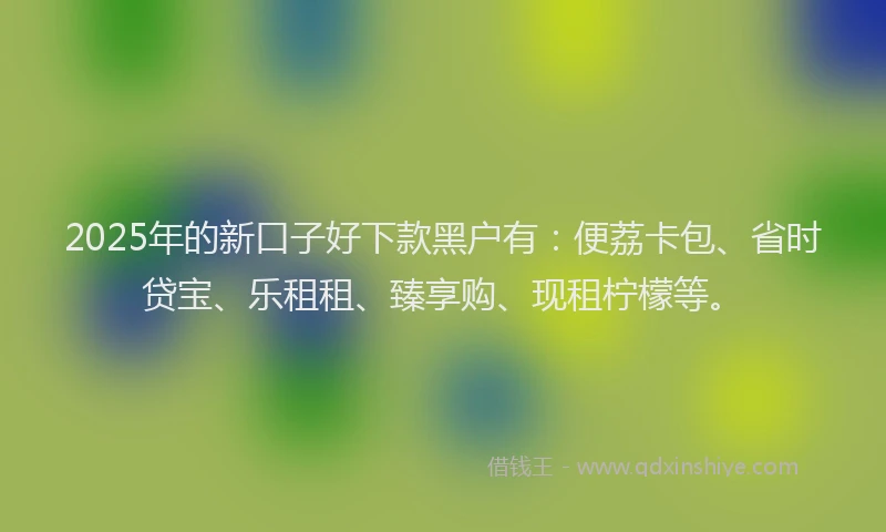 2025年的新口子好下款黑户有：便荔卡包、省时贷宝、乐租租、臻享购、现租柠檬等。
