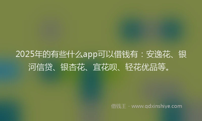 2025年的有些什么app可以借钱有：安逸花、银河信贷、银杏花、宜花呗、轻花优品等。