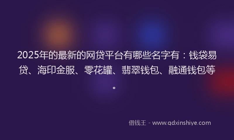 2025年的最新的网贷平台有哪些名字有：钱袋易贷、海印金服、零花罐、翡翠钱包、融通钱包等。