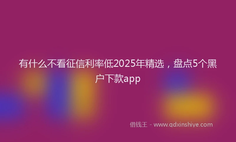 有什么不看征信利率低2025年精选，盘点5个黑户下款app