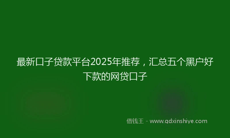 最新口子贷款平台2025年推荐，汇总五个黑户好下款的网贷口子