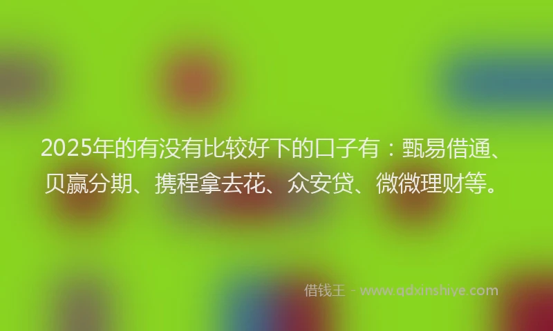 2025年的有没有比较好下的口子有：甄易借通、贝赢分期、携程拿去花、众安贷、微微理财等。