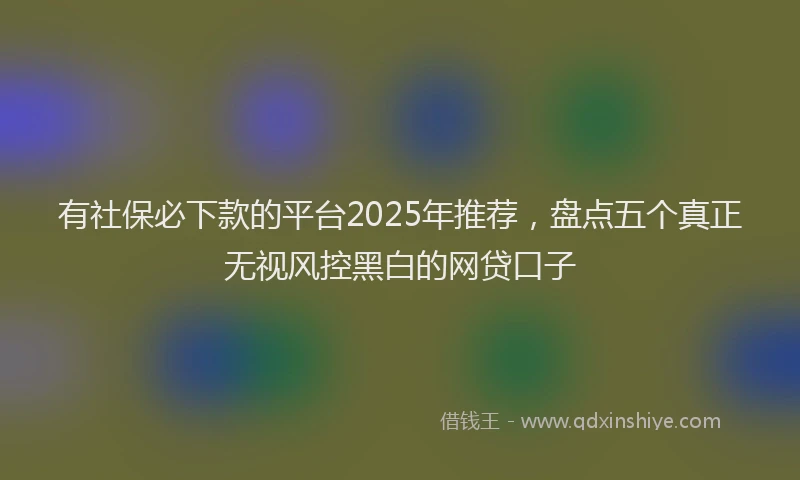 有社保必下款的平台2025年推荐，盘点五个真正无视风控黑白的网贷口子