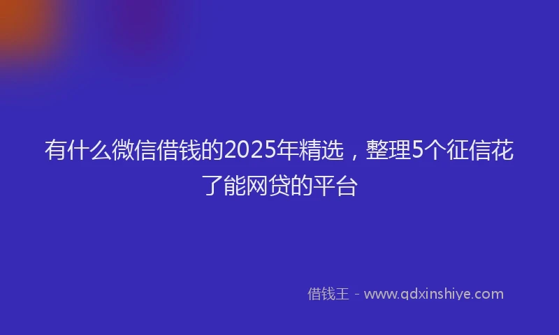 有什么微信借钱的2025年精选，整理5个征信花了能网贷的平台
