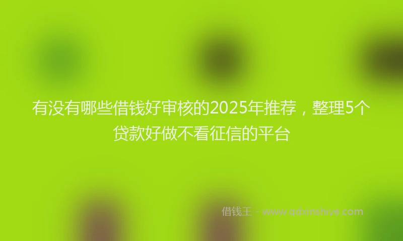 有没有哪些借钱好审核的2025年推荐，整理5个贷款好做不看征信的平台